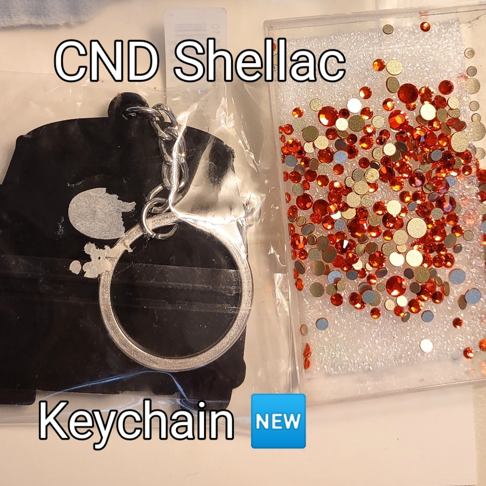 Orange NAIL ART Crystals, Shellac Key Chain & Gel Polish Remover Finger Caps - Picture 9 of 14